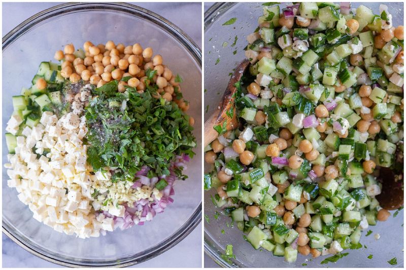 Cucumber and Chickpea Salad with Lemon Herb Dressing