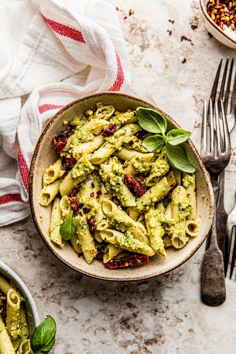 Pesto Pasta with Sun-Dried Tomatoes