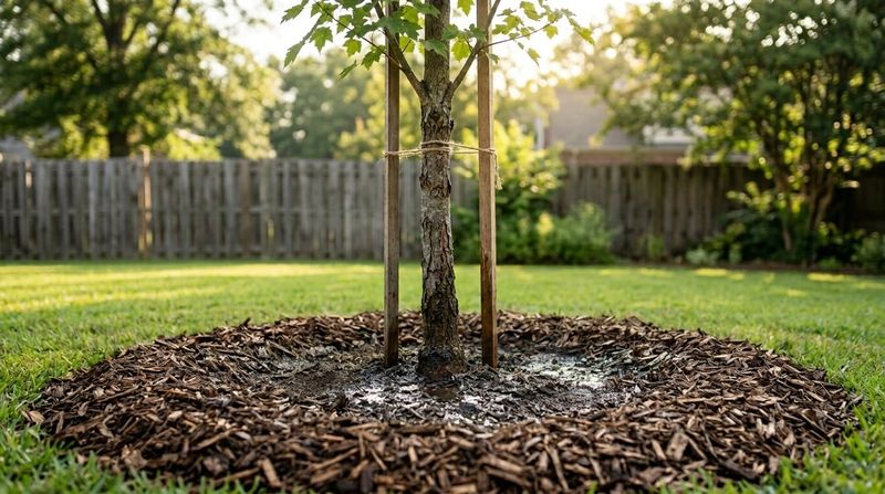 Water and mulch while the tree establishes