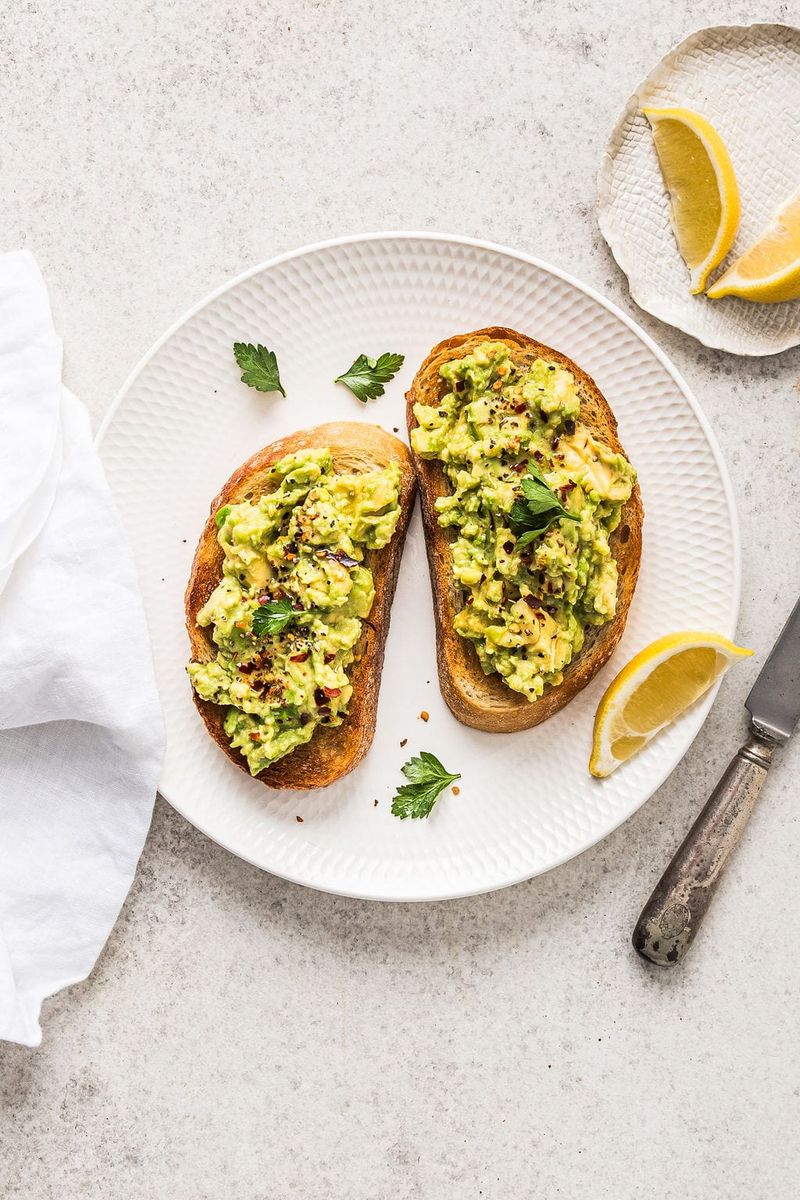 Avocado on whole-grain toast with lemon