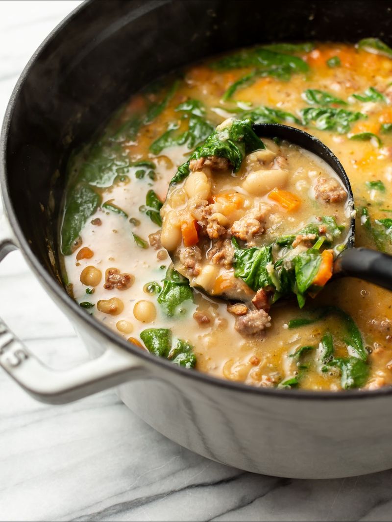 Italian Sausage Soup with White Beans and Spinach