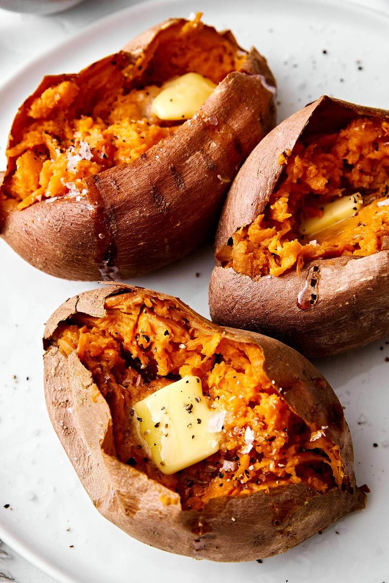 Baked Sweet Potatoes With Butter And Salt