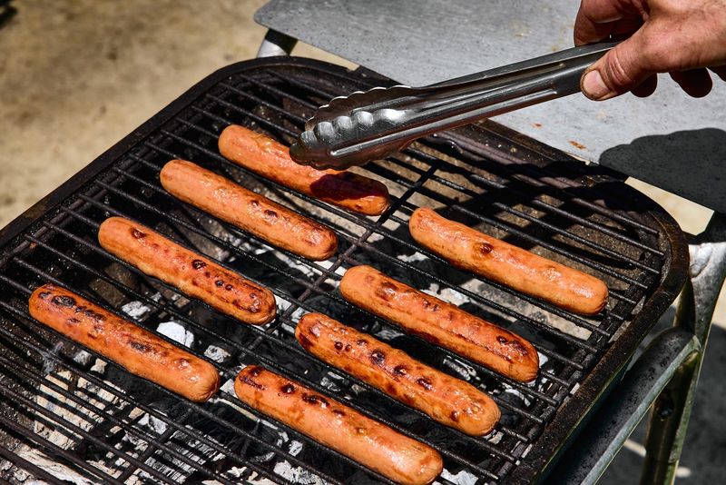 Grill over medium heat, not blast heat