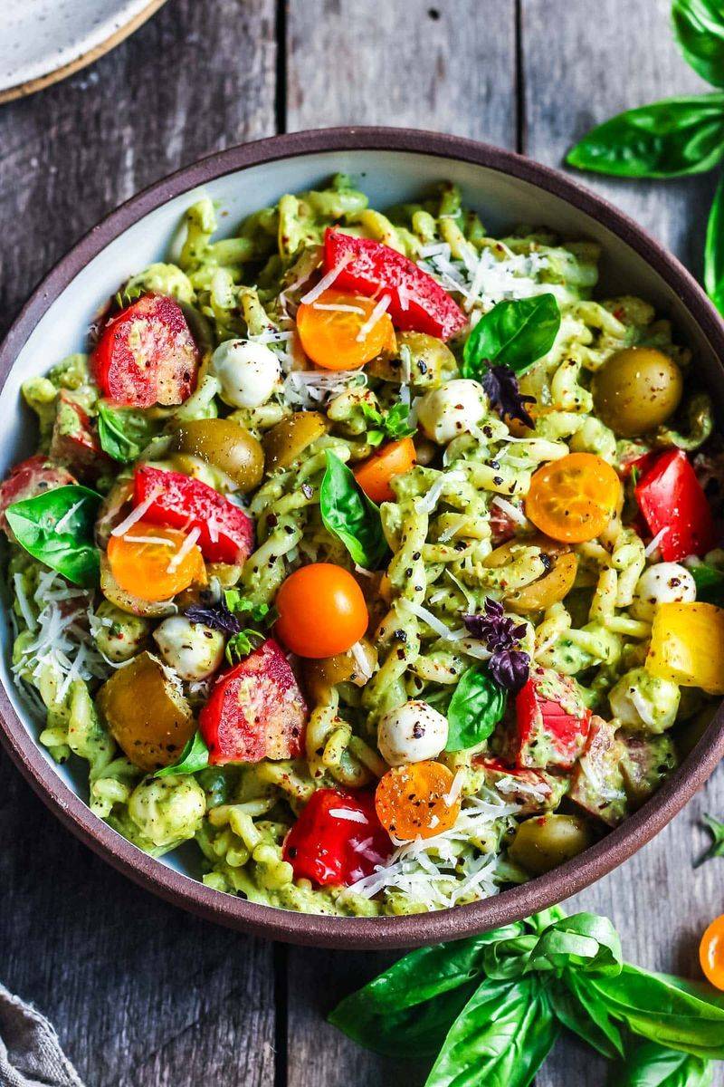 Mixed Greens Pesto Pasta