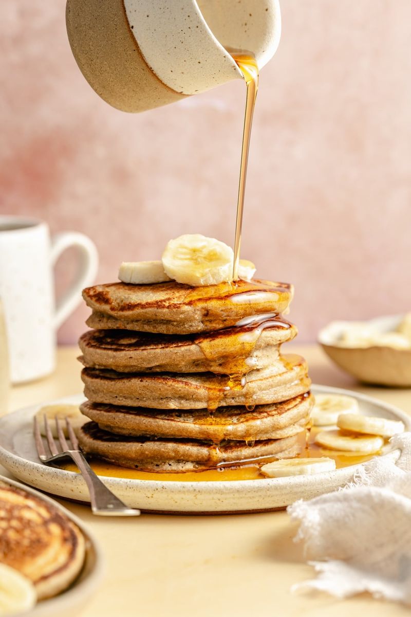 Banana Oat Pancakes with Honey