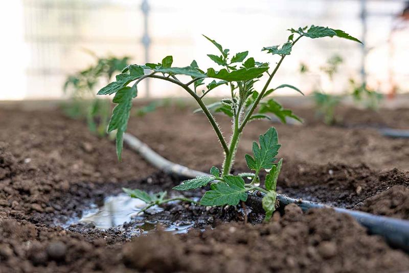 Water at the Base of the Plant in the Morning