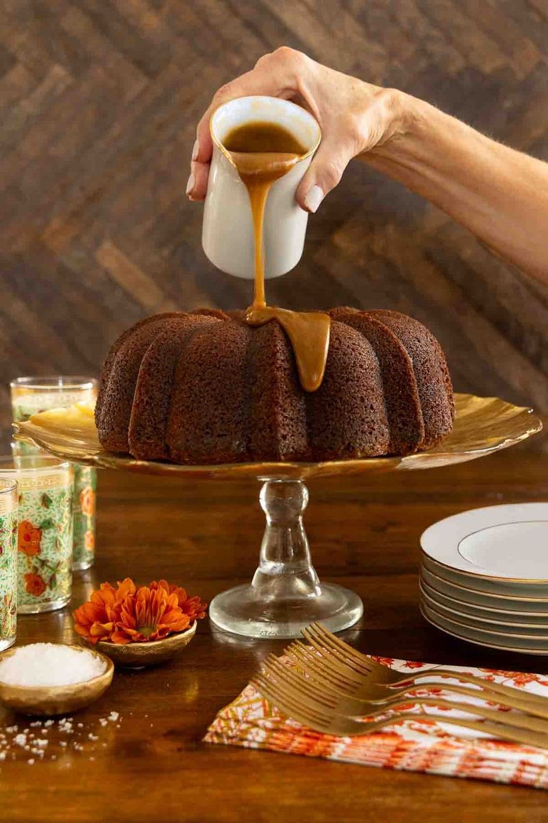 Sweet Potato Pound Cake with Salted Caramel Icing
