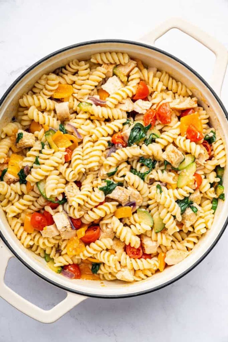 Chicken Primavera with Bell Peppers and Fusilli