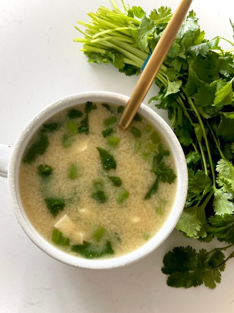 Warm bone broth or miso soup