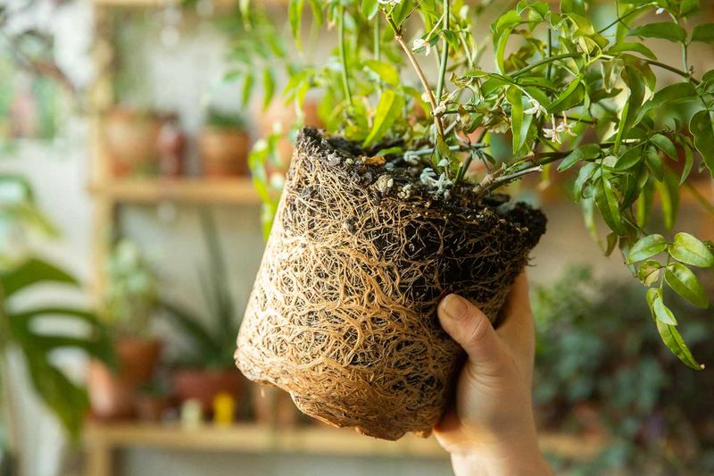 Inspect the roots for genuine container restriction