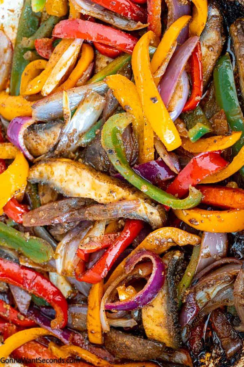 Veggie fajita packets (peppers + onions + mushrooms)