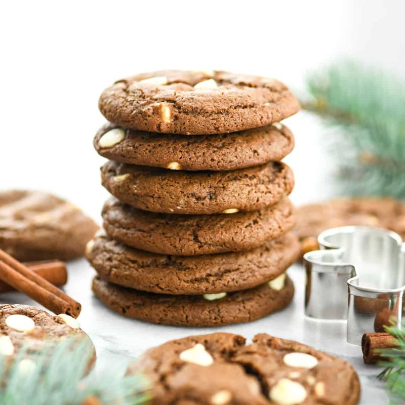 White Chocolate Chip Gingerbread Cookies