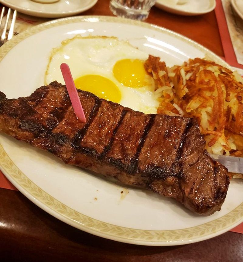 Steak and eggs diner plate