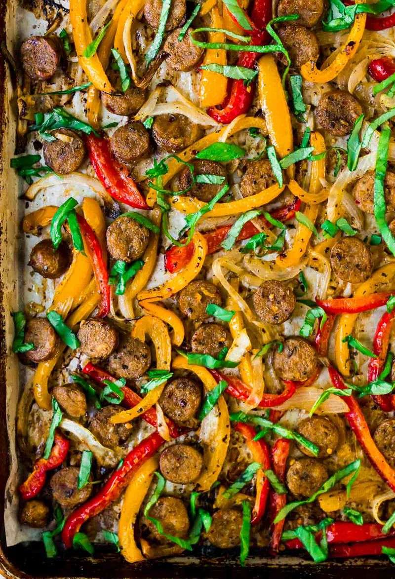 Sausage, Peppers, and Onions Sheet Pan