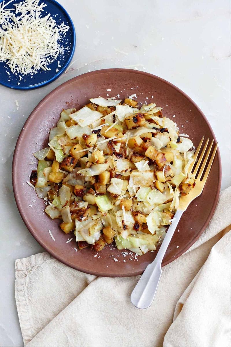 Cabbage And Potato Skillet With Eggs