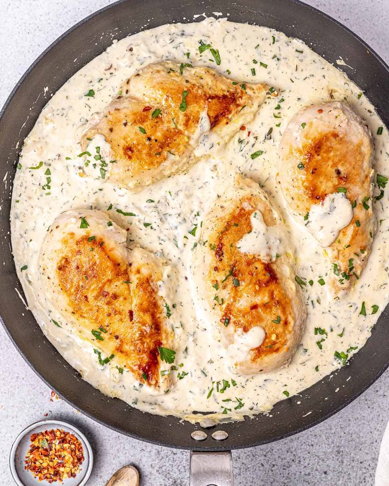 Chicken Cutlets With Creamy Ranch-Style Sauce