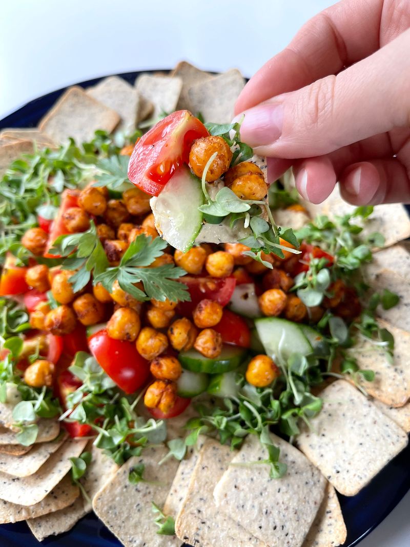 Hummus and Roasted Chickpea Crunch Cups