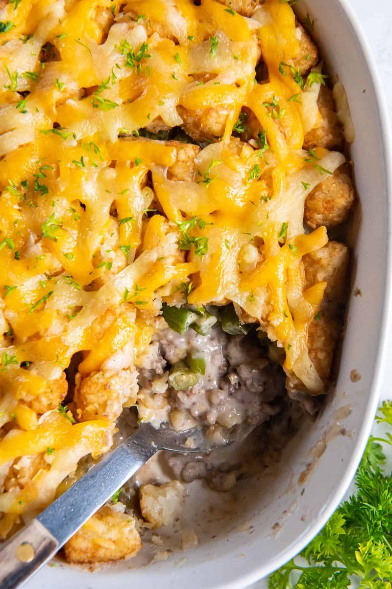 Ground Turkey and Green Bean Tater Tot Casserole