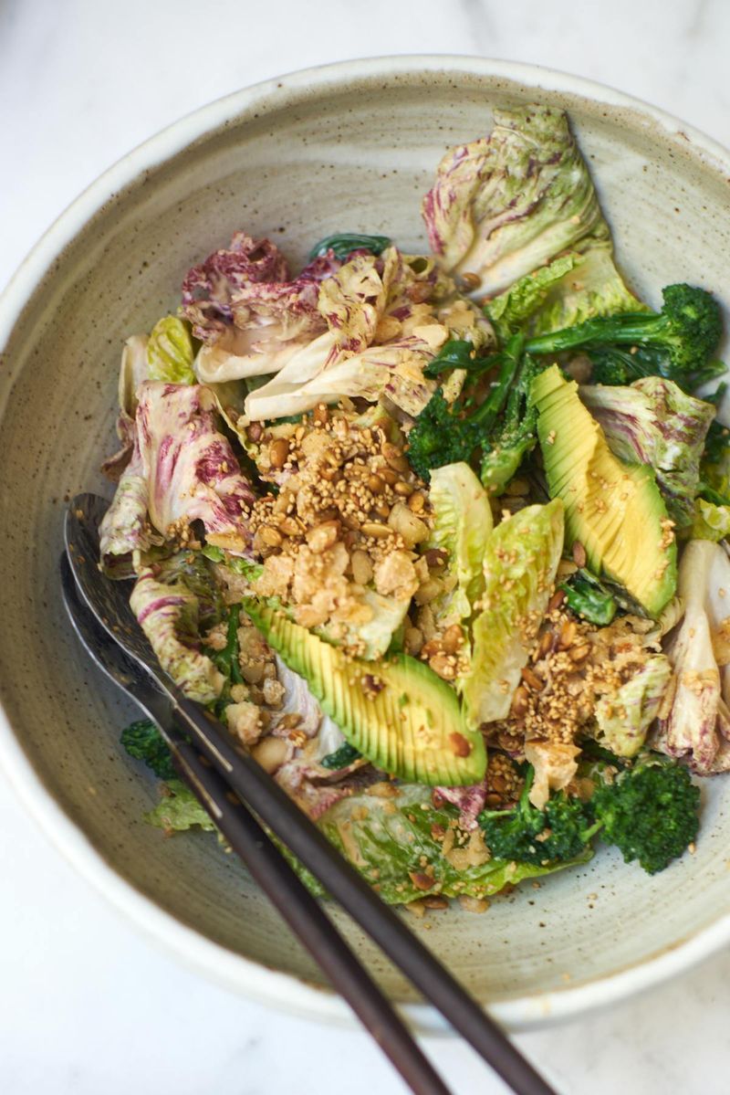 Broccoli with Miso, Avocado, and Lima Bean Salad