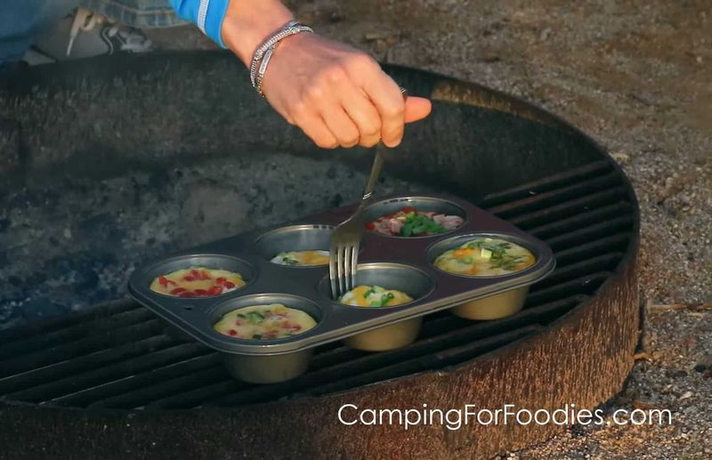 Use a muffin tin for campfire portions
