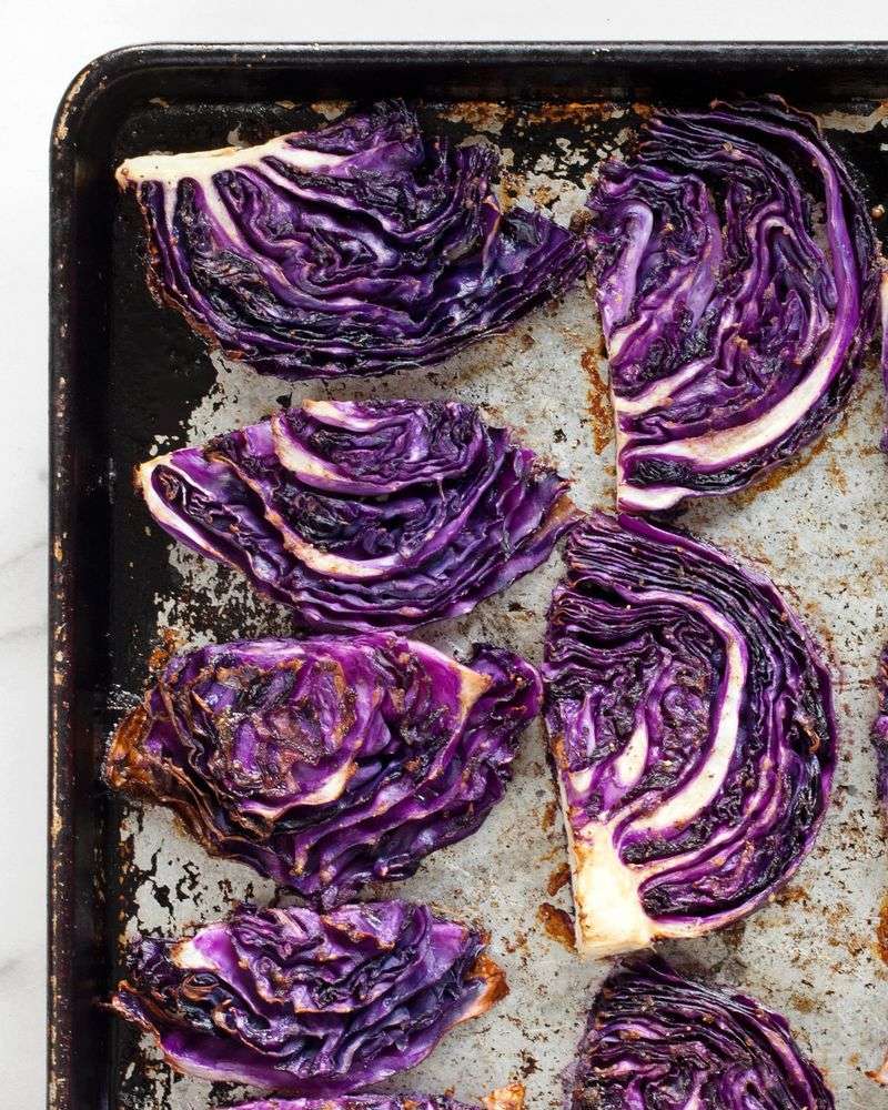 Red Cabbage Wedges Roasted with Honey and Caraway Seeds