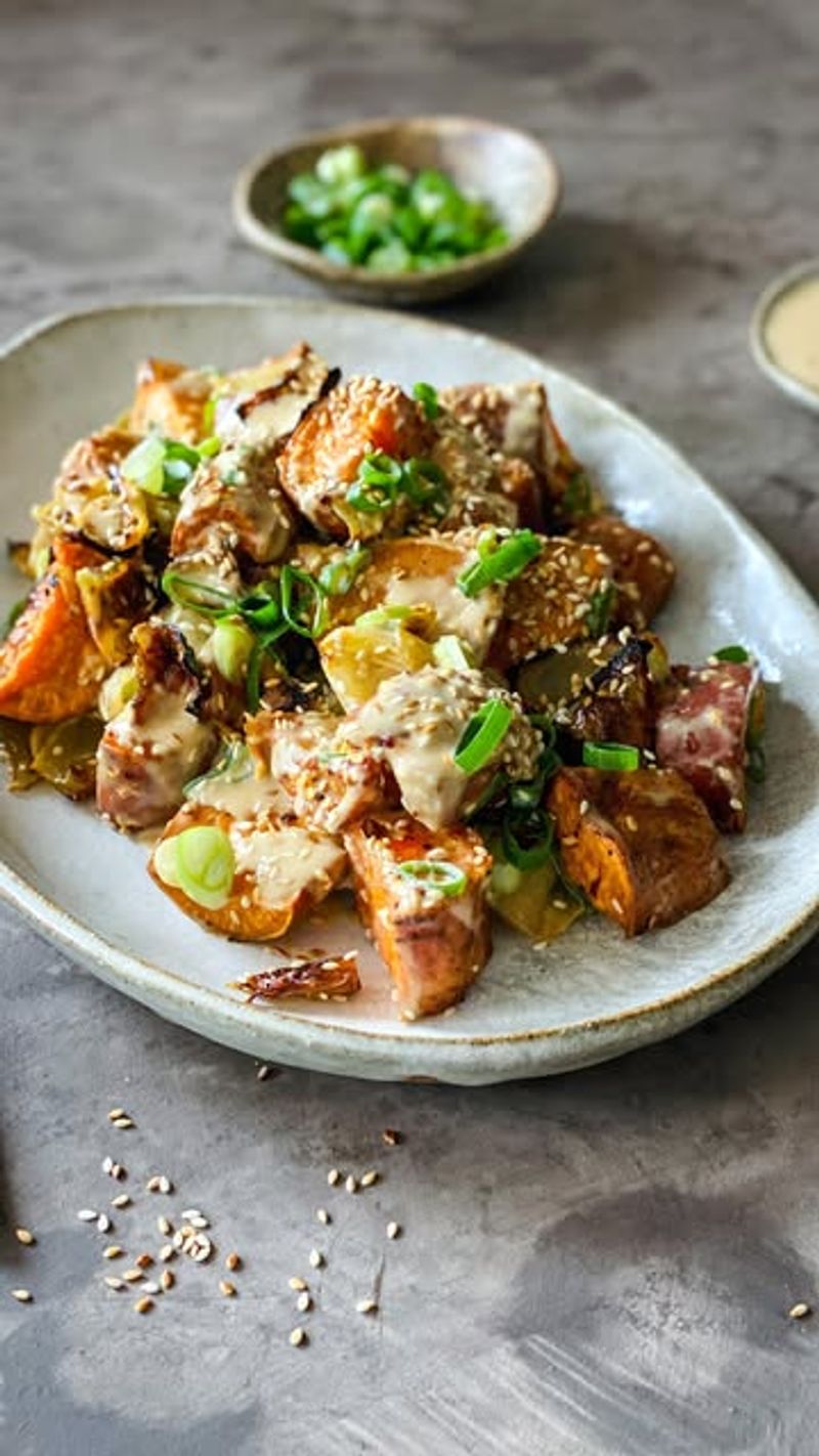 Maple Tahini Grilled Sweet Potato Salad