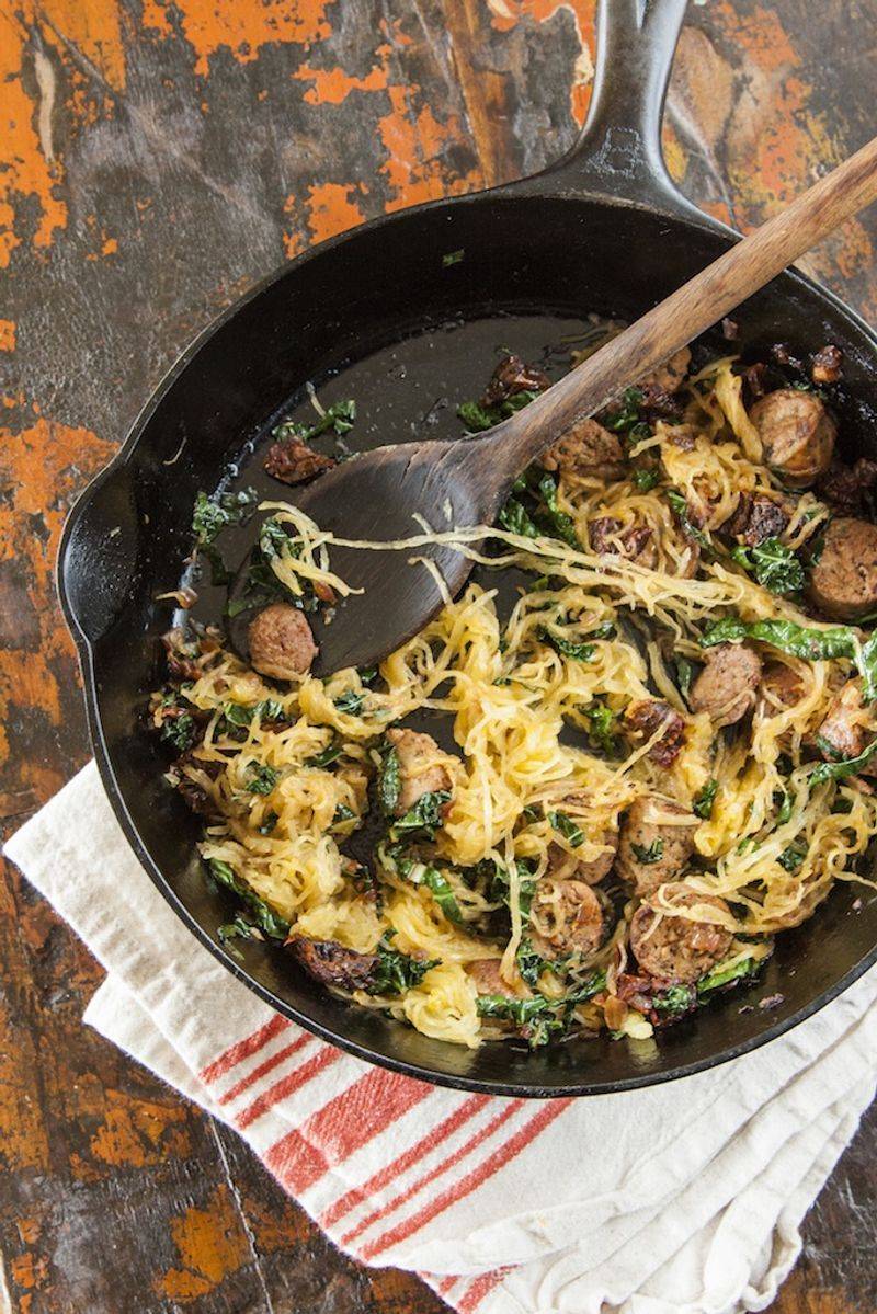 Sausage Skillet With Kale and Arugula