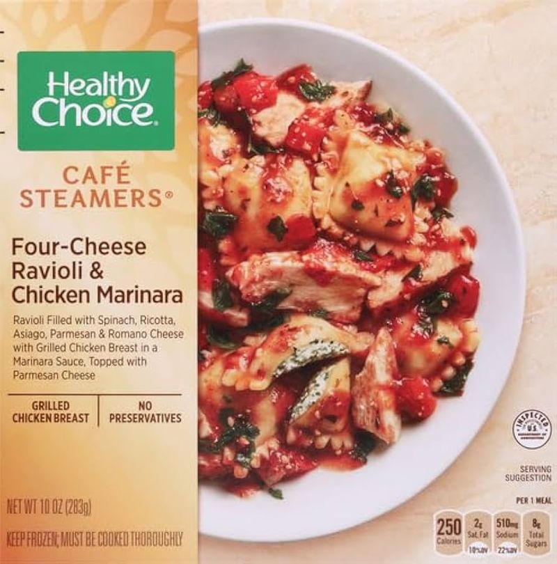 Healthy Choice Four Cheese Ravioli & Chicken Marinara