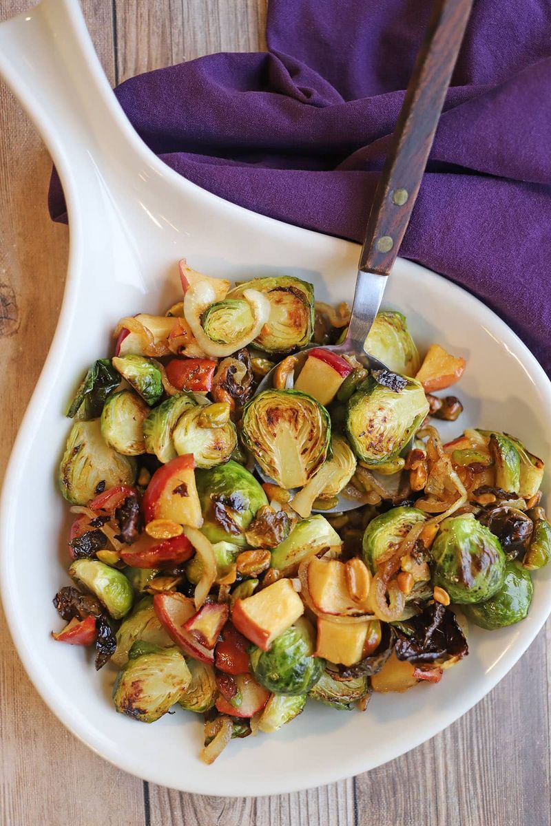 Roasted Brussels Sprouts With Apples