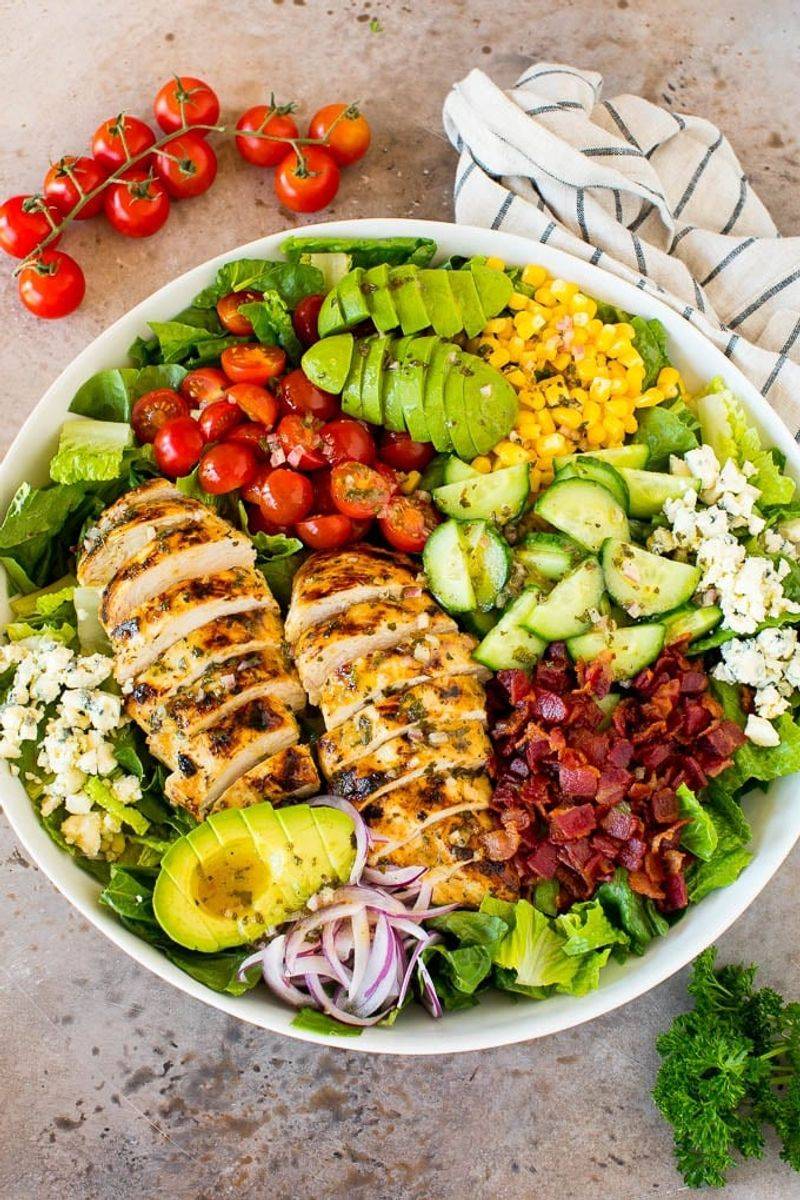 Large Salads with Lean Protein and Healthy Fats