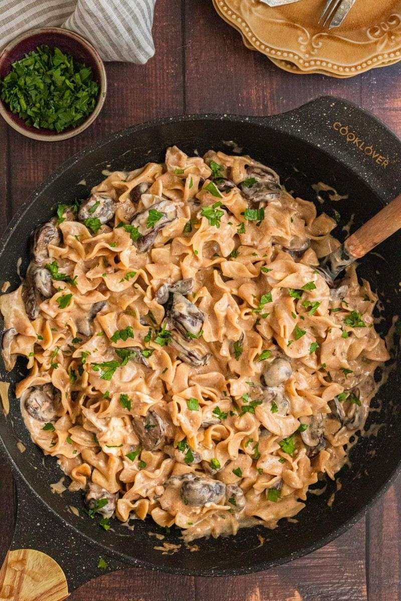 Swap mushrooms for beef in stroganoff