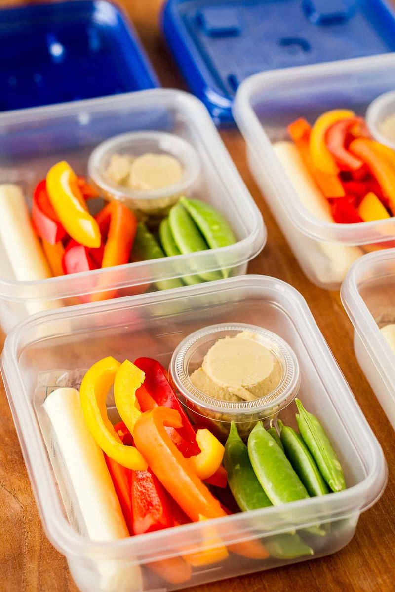 Homemade Hummus and Veggie Snack Packs