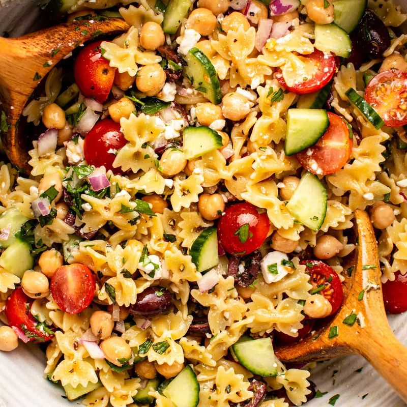 Greek Chickpea Pasta Salad