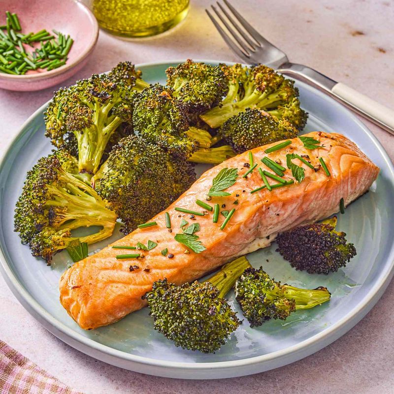 Salmon With Roasted Broccoli And Lemon Rice