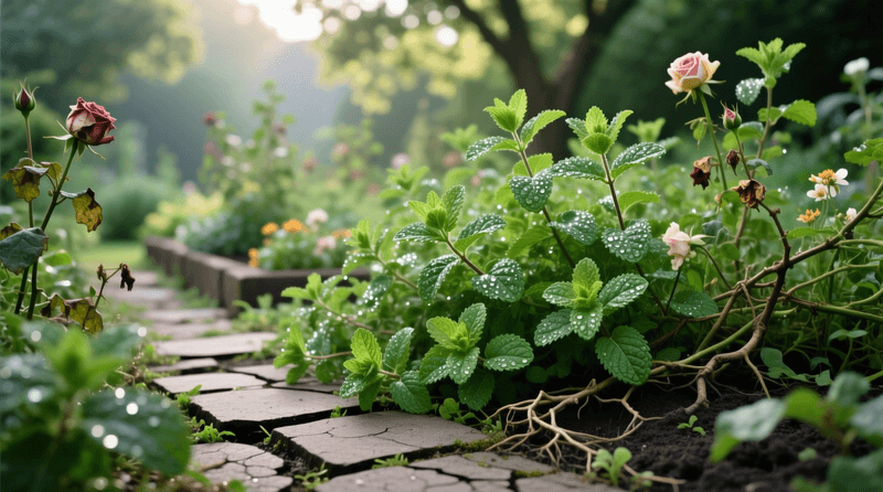 Contain the mint before it reaches the walkway