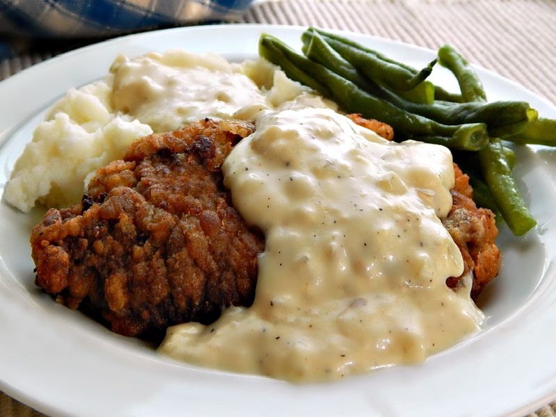 Chicken fried steak with cream gravy