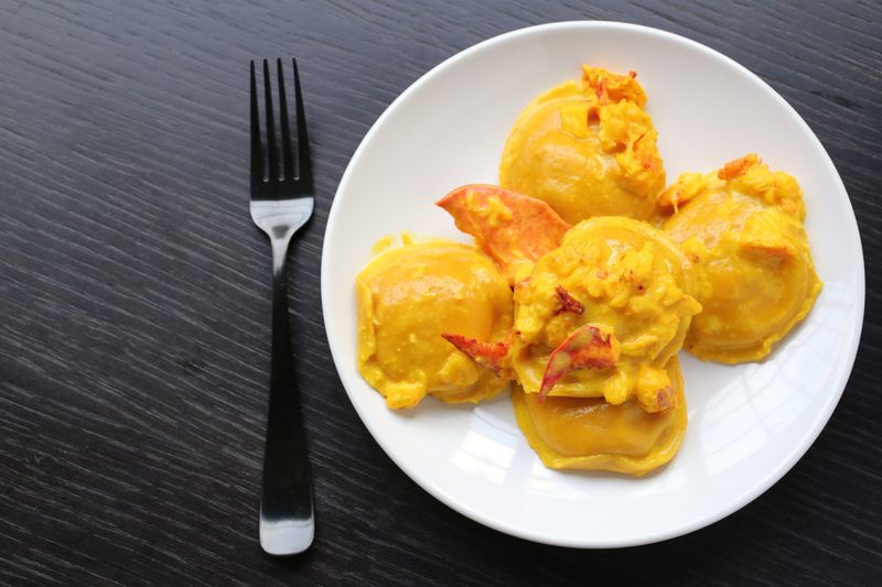 Lobster Ravioli With Saffron Cream Sauce