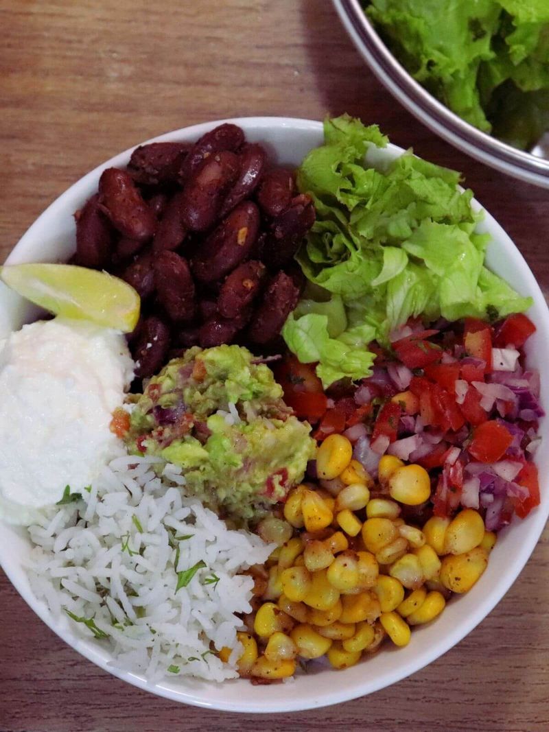 Vegan Burrito Bowls with Tofu Crumbles and Cilantro Lime Rice