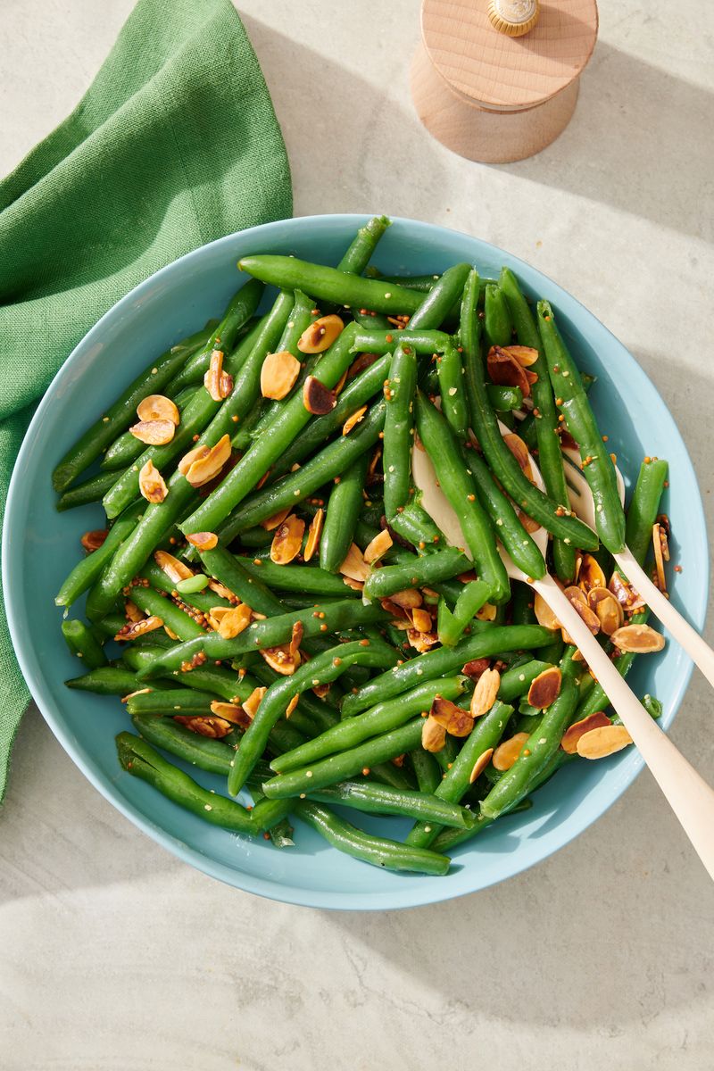 Grilled Green Bean and Almond Salad