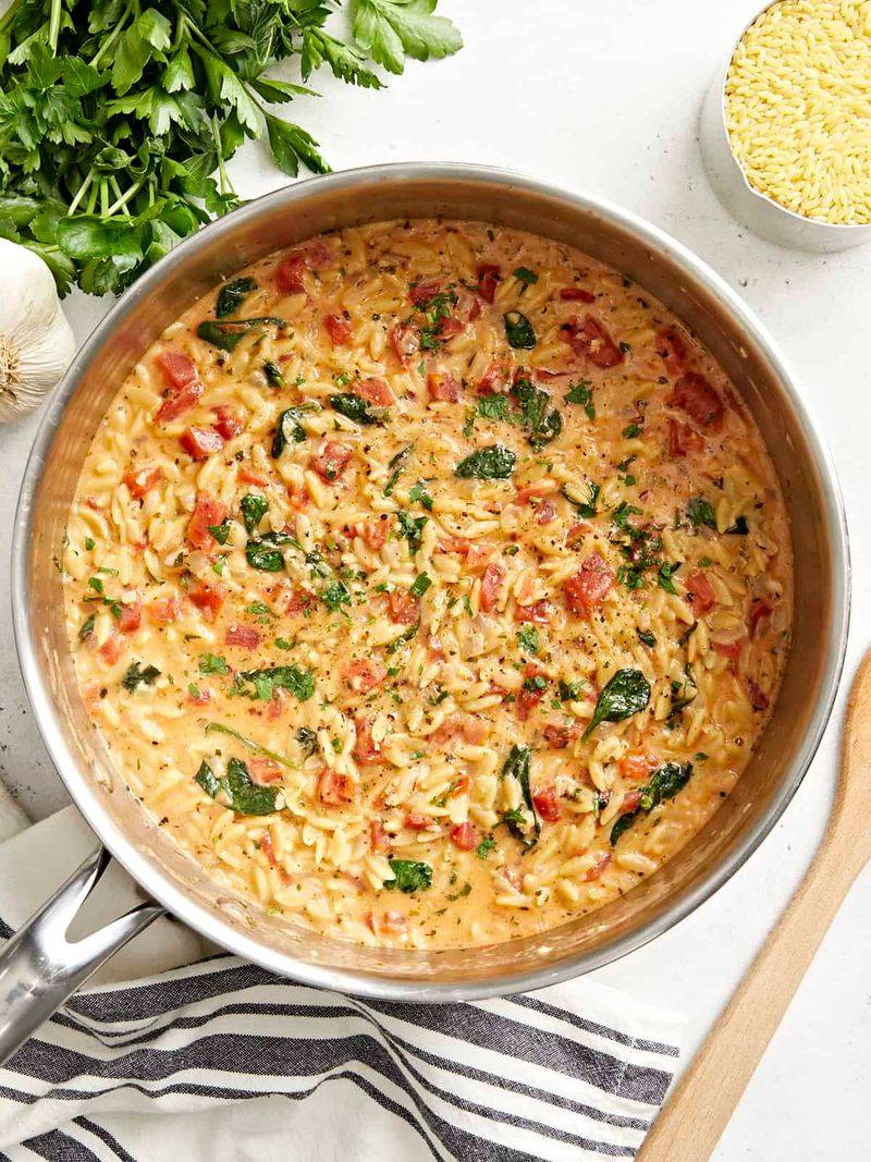 Creamy Tuscan Orzo With Sun-Dried Tomatoes