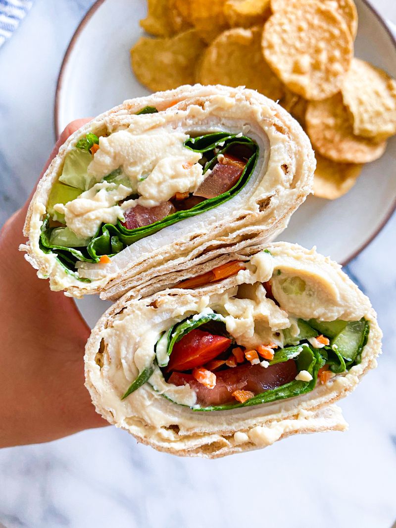 Turkey and hummus wrap