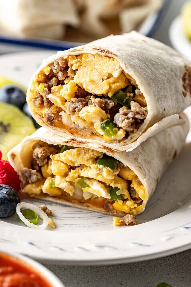 Breakfast Burritos With Eggs and Sausage