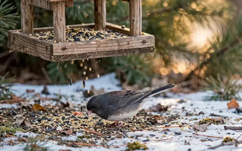 What juncos find at ground level