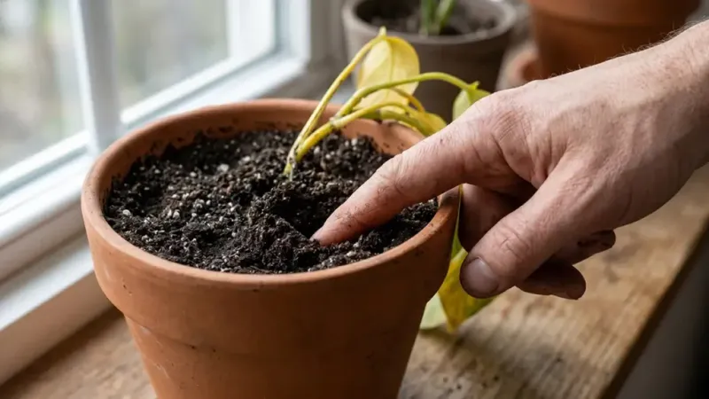 A Heavy Pot That Stays Wet For Days (Overwatering)