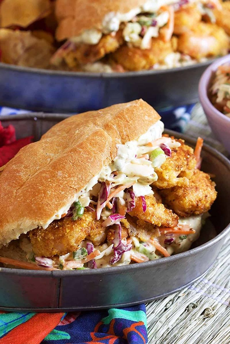 Shrimp Po Boys With Crunchy Slaw