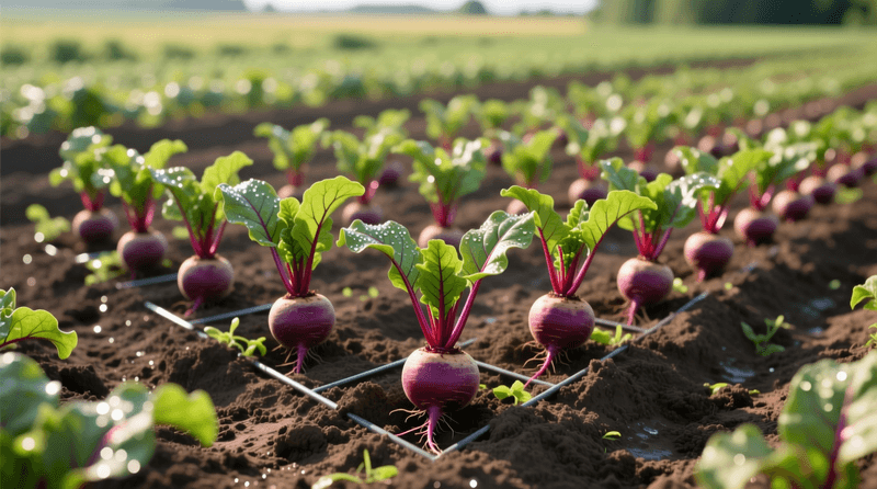 Leave about three to four inches for full-size table beets