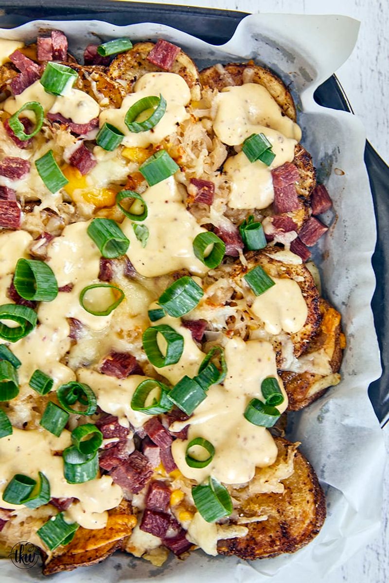 Sauerkraut Bratwurst Sheet-Pan Nachos