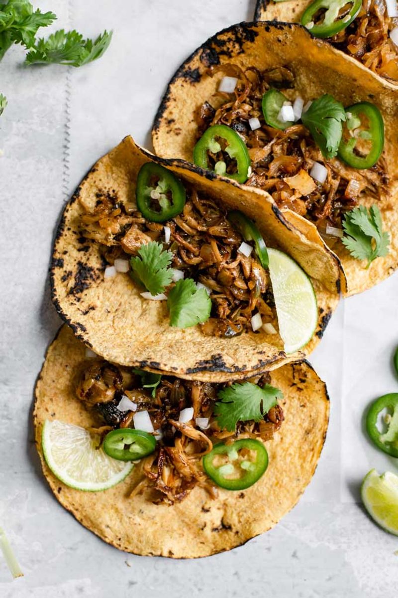 Make mushroom carnitas style tacos
