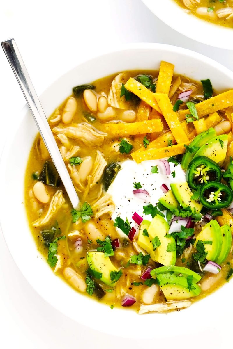 White Chicken Chili With Roasted Poblanos