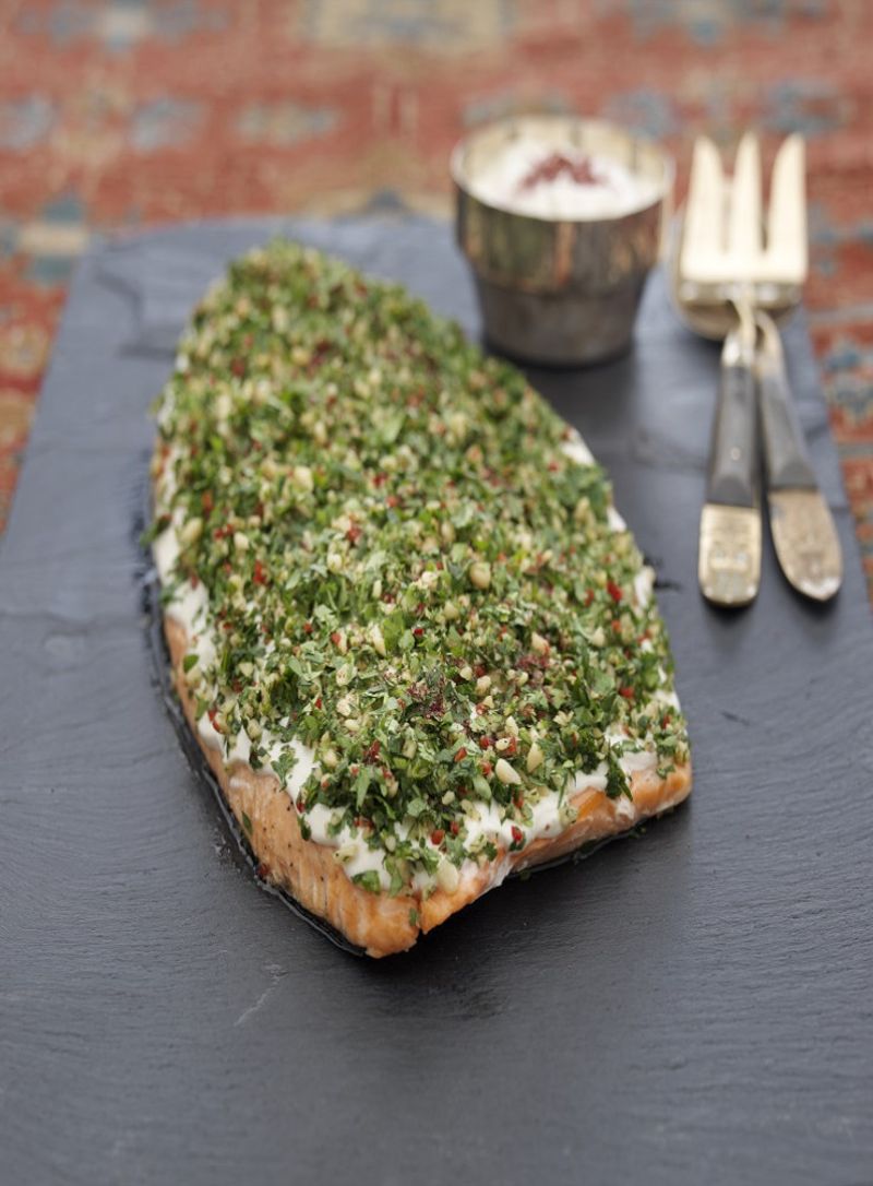 Pine Nut And Herb Crusted Salmon